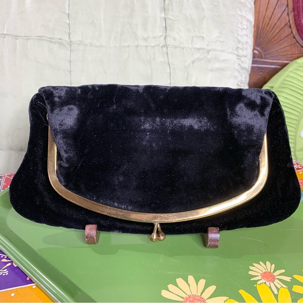 50s Black Velvet Clutch
